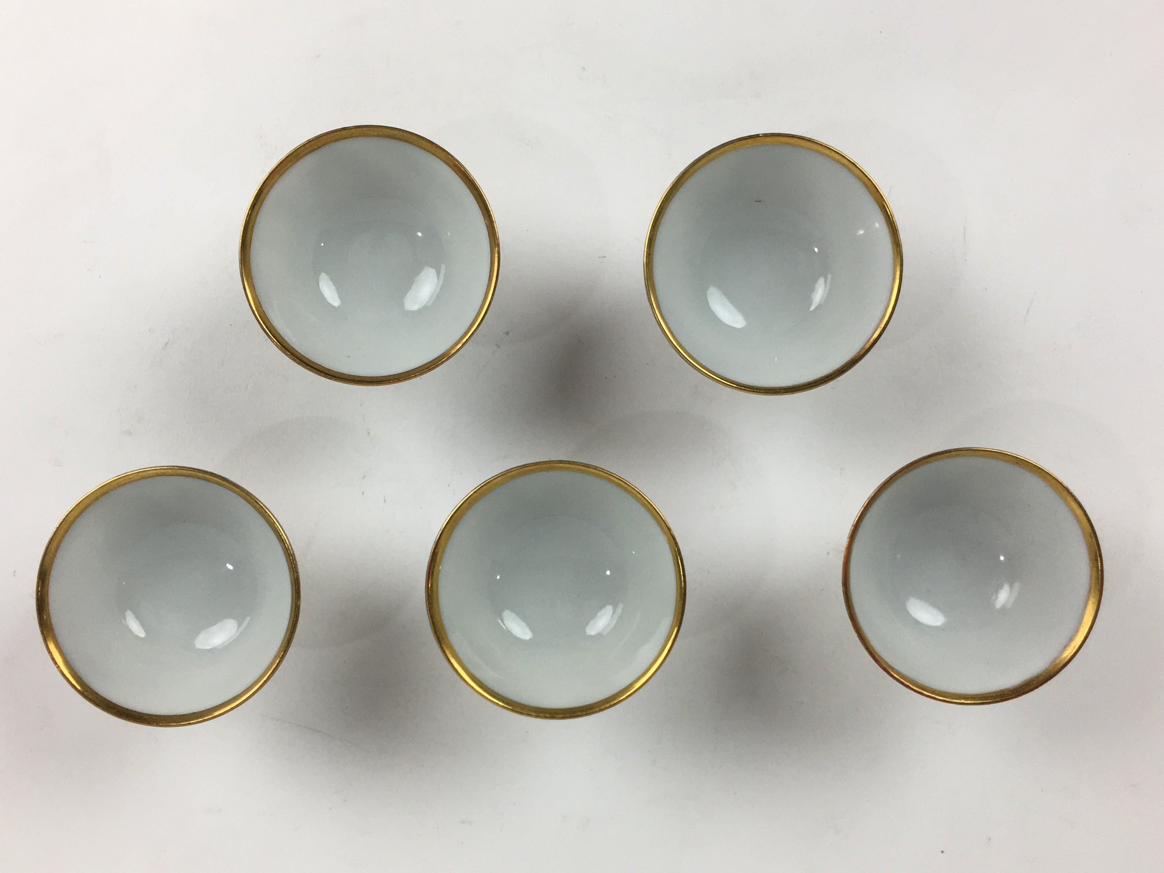 Japanese Porcelain Kutani Ware Sake Cup 5pc Large Bowl Set Vtg Sakezuki PP931