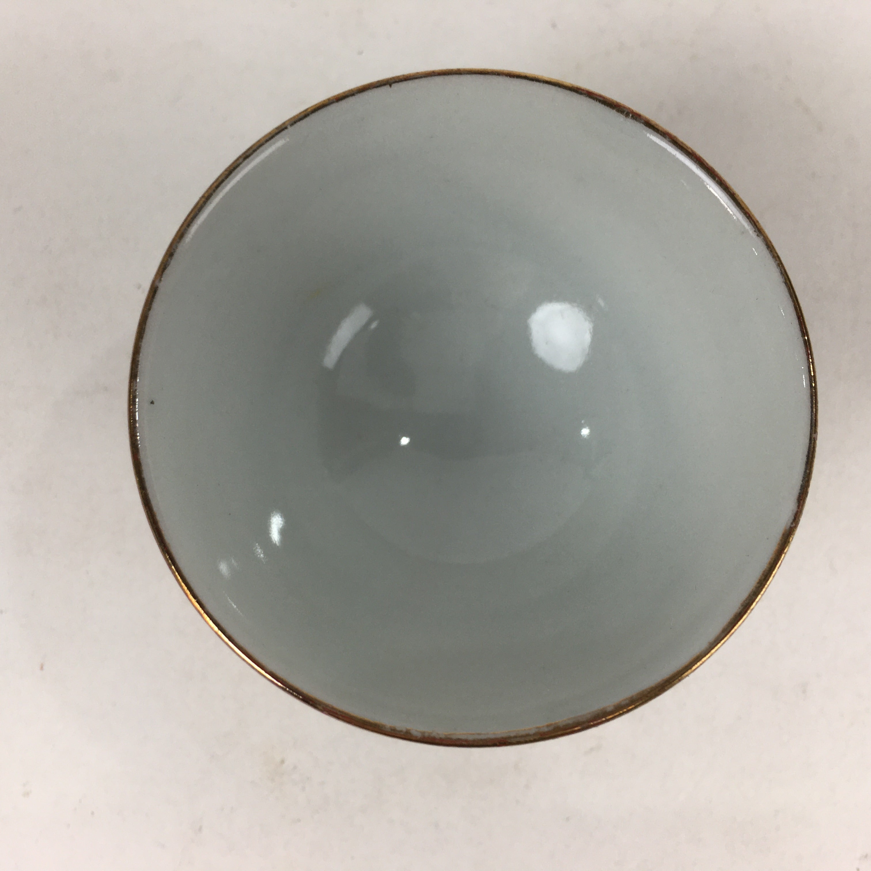 Japanese Porcelain Kutani Ware Sake Cup Vtg Guinomi Ochoko Red Gold Crane GU997