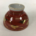 Japanese Porcelain Kutani Ware Sake Cup Vtg Guinomi Ochoko Red Gold Crane GU999