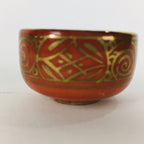 Japanese Porcelain Kutani Ware Sake Cup Vtg Guinomi Ochoko Red Gold GU926