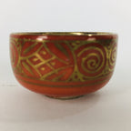 Japanese Porcelain Kutani Ware Sake Cup Vtg Guinomi Ochoko Red Gold GU926