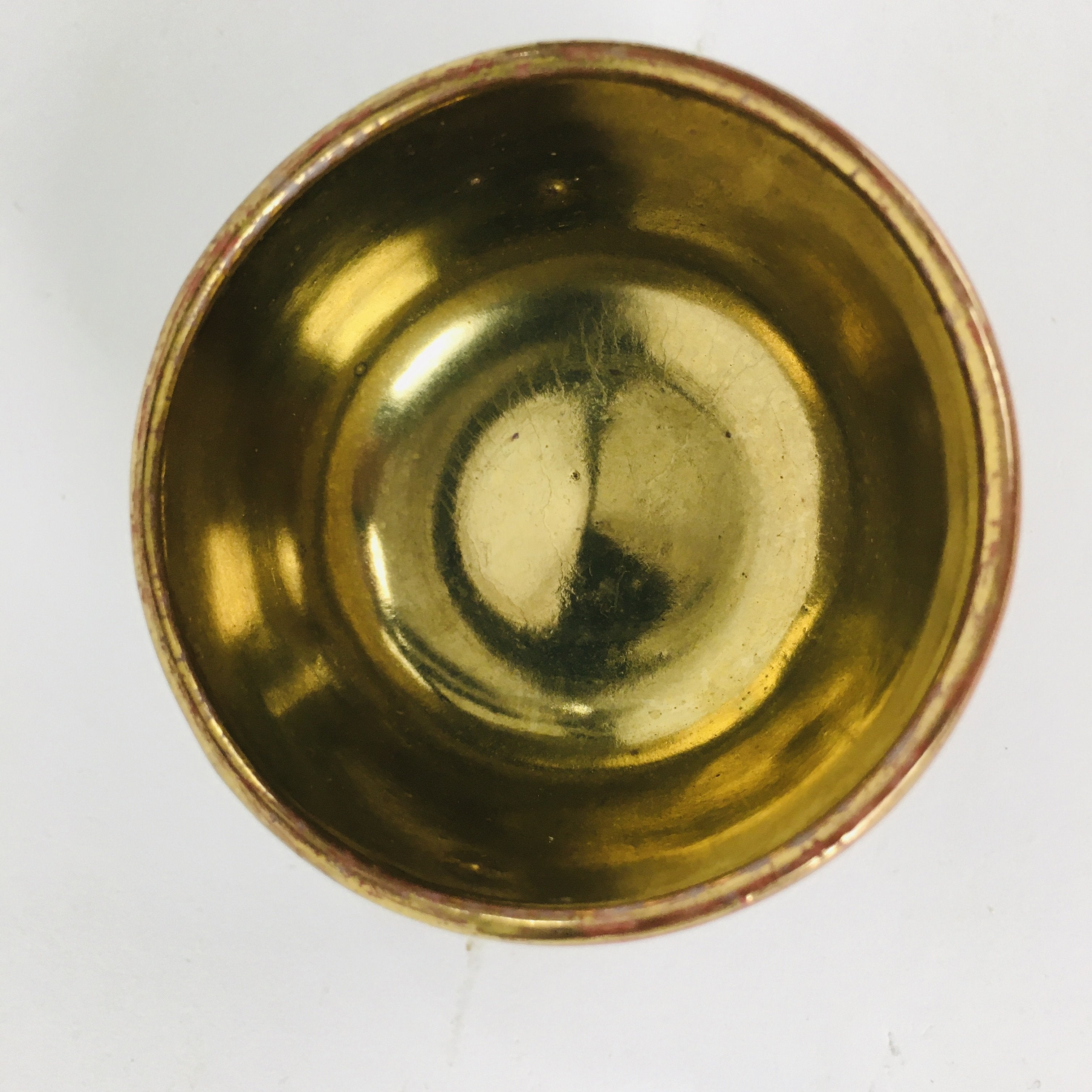 Japanese Porcelain Kutani Ware Sake Cup Vtg Guinomi Ochoko Red Gold GU926