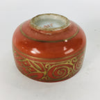 Japanese Porcelain Kutani Ware Sake Cup Vtg Guinomi Ochoko Red Gold GU926