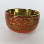 Japanese Porcelain Kutani Ware Sake Cup Vtg Guinomi Ochoko Red Gold GU926