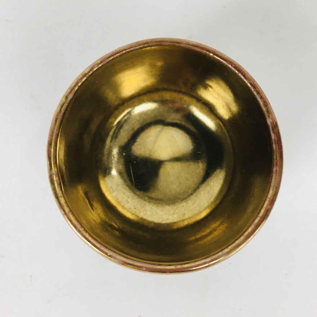 Japanese Porcelain Kutani Ware Sake Cup Vtg Guinomi Ochoko Red Gold GU927