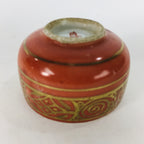 Japanese Porcelain Kutani Ware Sake Cup Vtg Guinomi Ochoko Red Gold GU927