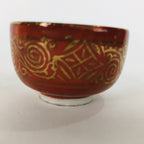 Japanese Porcelain Kutani Ware Sake Cup Vtg Guinomi Ochoko Red Gold GU928