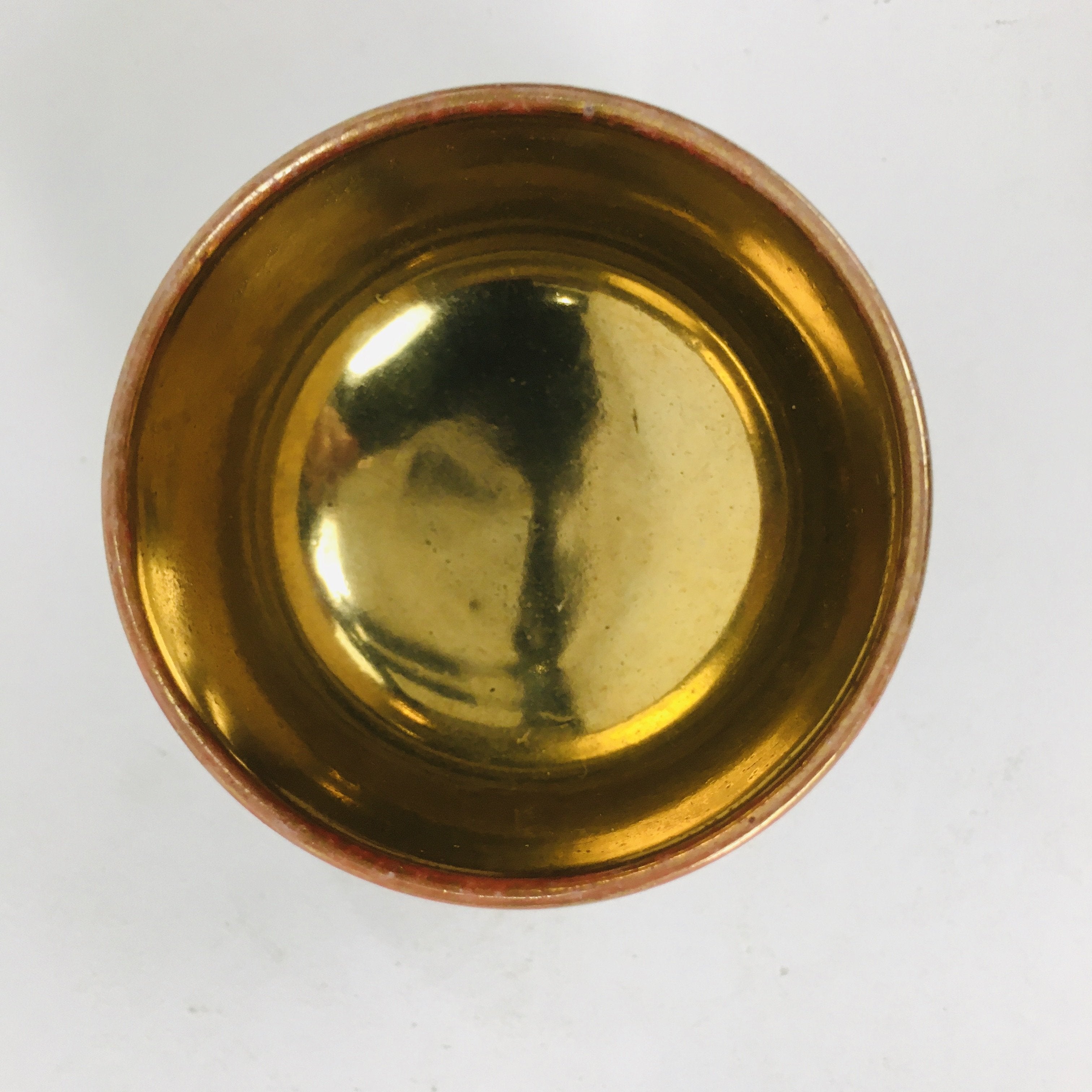 Japanese Porcelain Kutani Ware Sake Cup Vtg Guinomi Ochoko Red Gold GU928