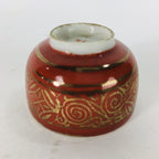 Japanese Porcelain Kutani Ware Sake Cup Vtg Guinomi Ochoko Red Gold GU928