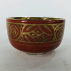 Japanese Porcelain Kutani Ware Sake Cup Vtg Guinomi Ochoko Red Gold GU929