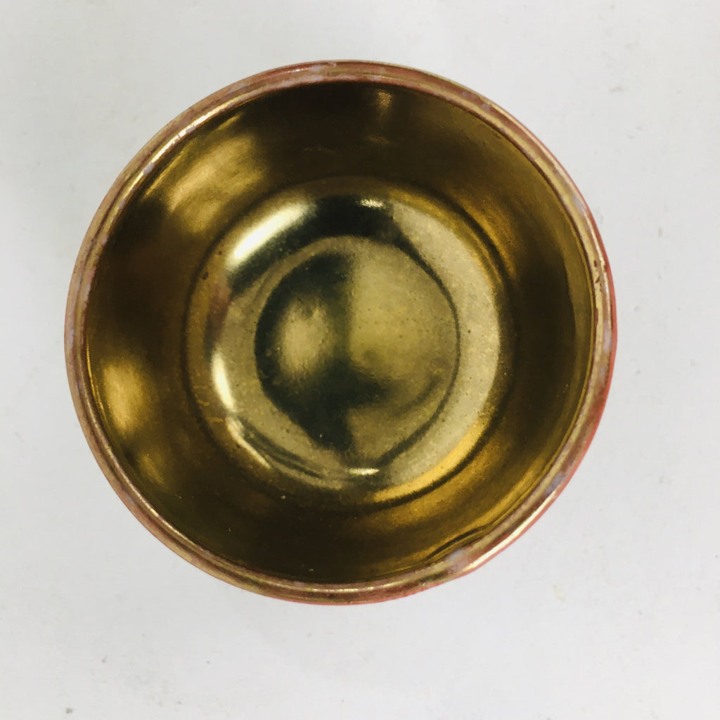 Japanese Porcelain Kutani Ware Sake Cup Vtg Guinomi Ochoko Red Gold GU929