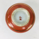 Japanese Porcelain Kutani Ware Sake Cup Vtg Guinomi Ochoko Red Gold GU929