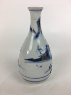 Japanese Porcelain Kutani ware Sake Bottle Tokkuri Vtg Gold Mountain Design TS30