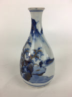 Japanese Porcelain Kutani ware Sake Bottle Tokkuri Vtg Gold Mountain Design TS30