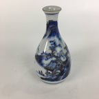 Japanese Porcelain Kutani ware Sake Bottle Tokkuri Vtg Gold Mountain Design TS30