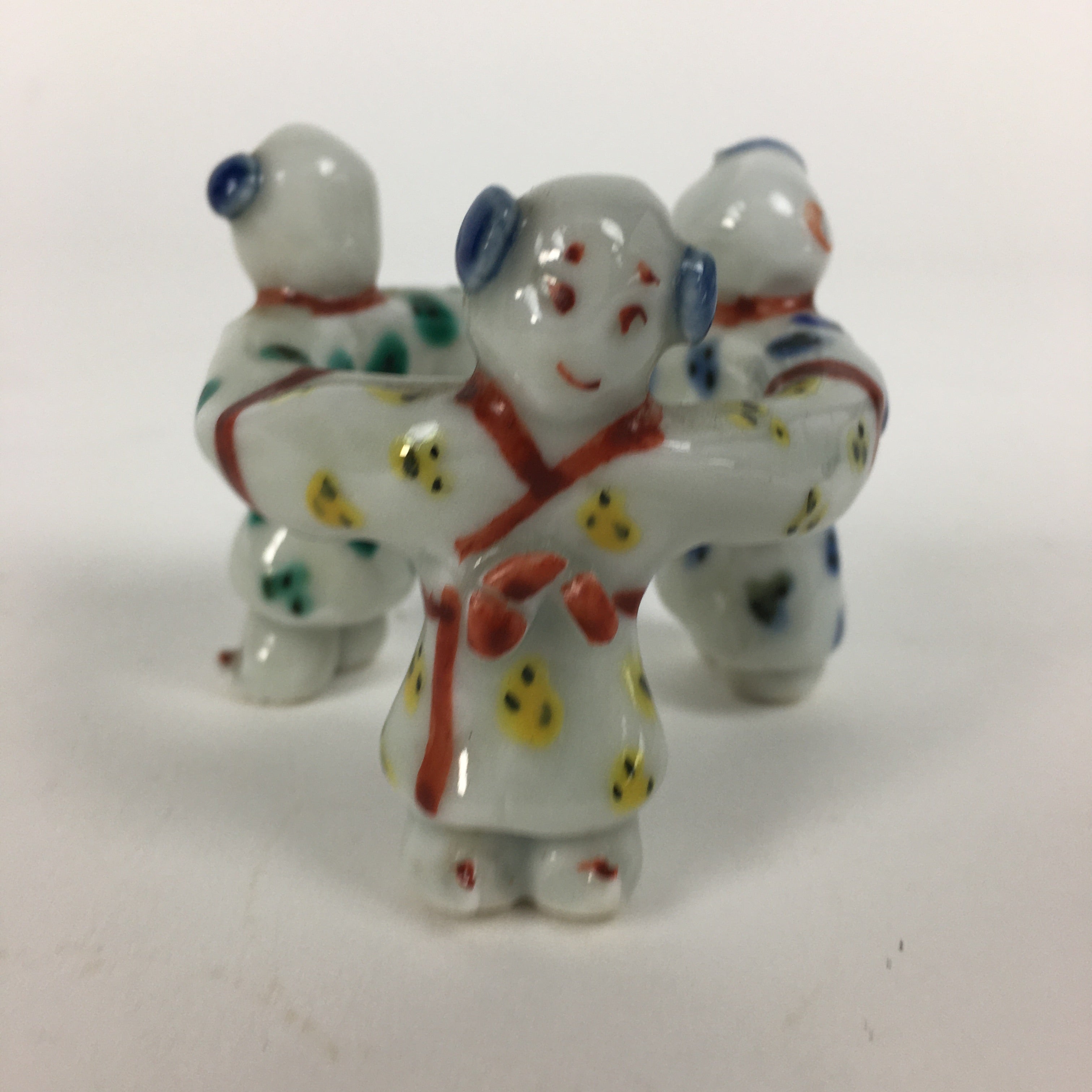 Japanese Porcelain Ladle Rest Lid Stand Tea Ceremony Vtg Futaoki Monk TG171