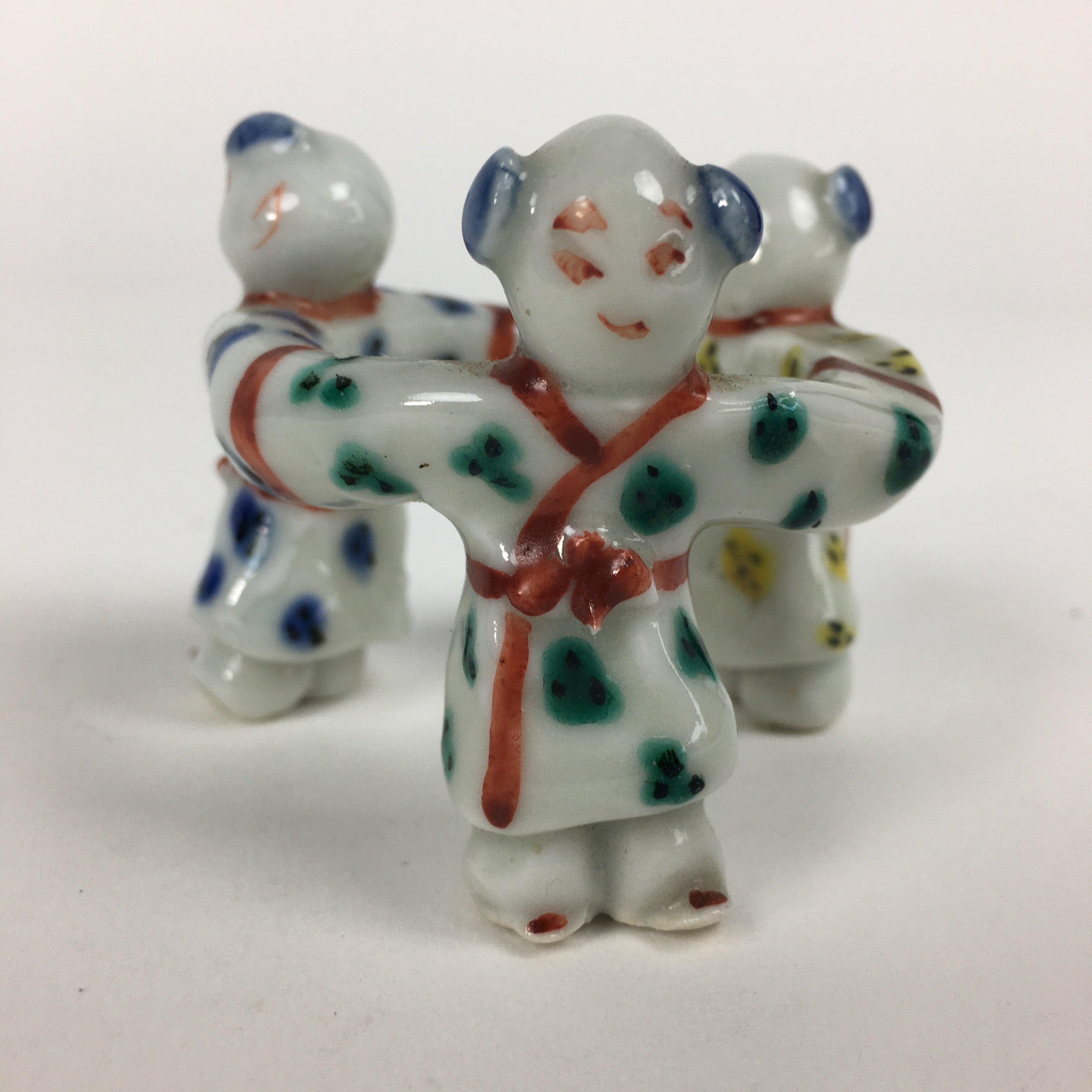 Japanese Porcelain Ladle Rest Lid Stand Tea Ceremony Vtg Futaoki Monk TG171