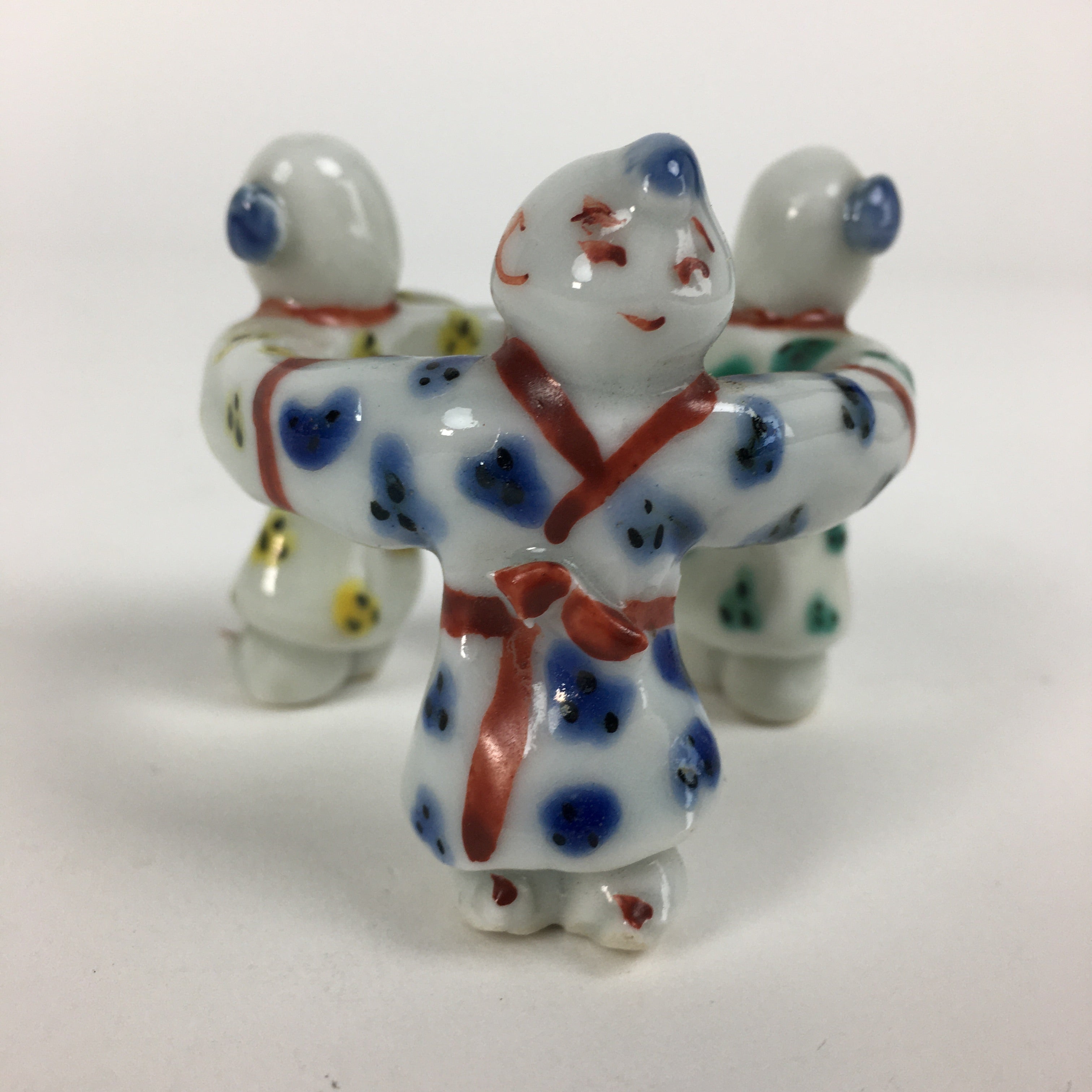 Japanese Porcelain Ladle Rest Lid Stand Tea Ceremony Vtg Futaoki Monk TG171