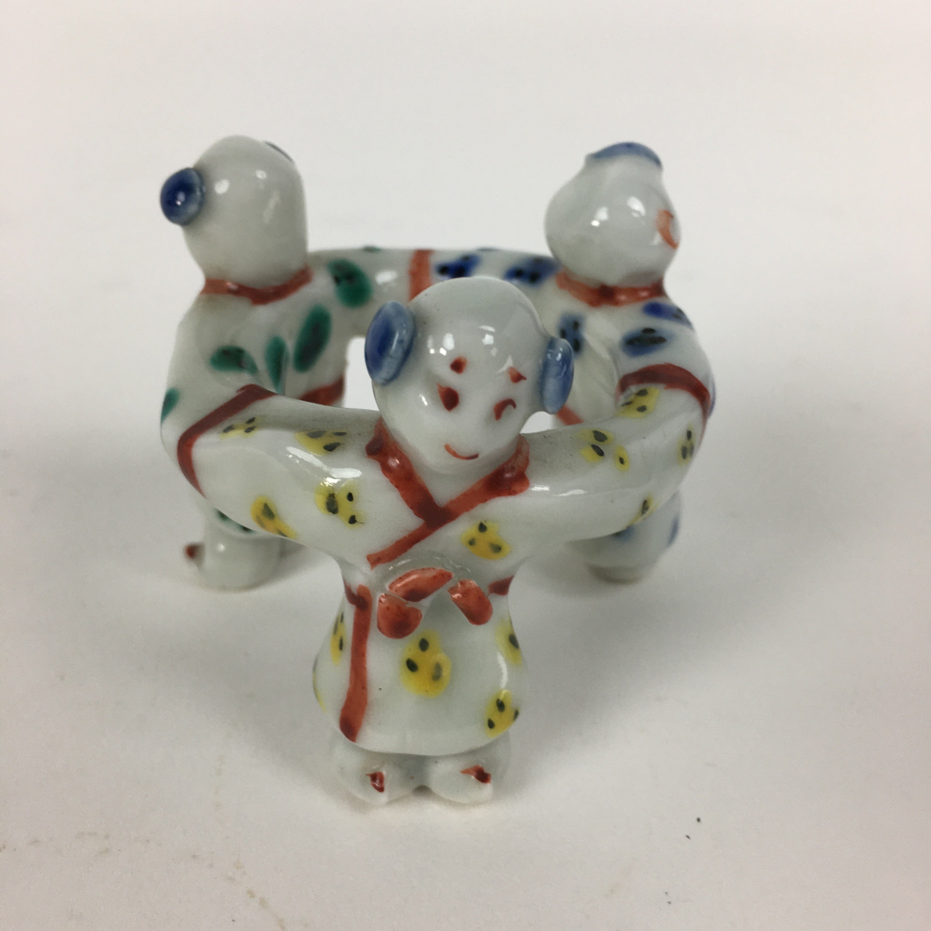 Japanese Porcelain Ladle Rest Lid Stand Tea Ceremony Vtg Futaoki Monk TG171