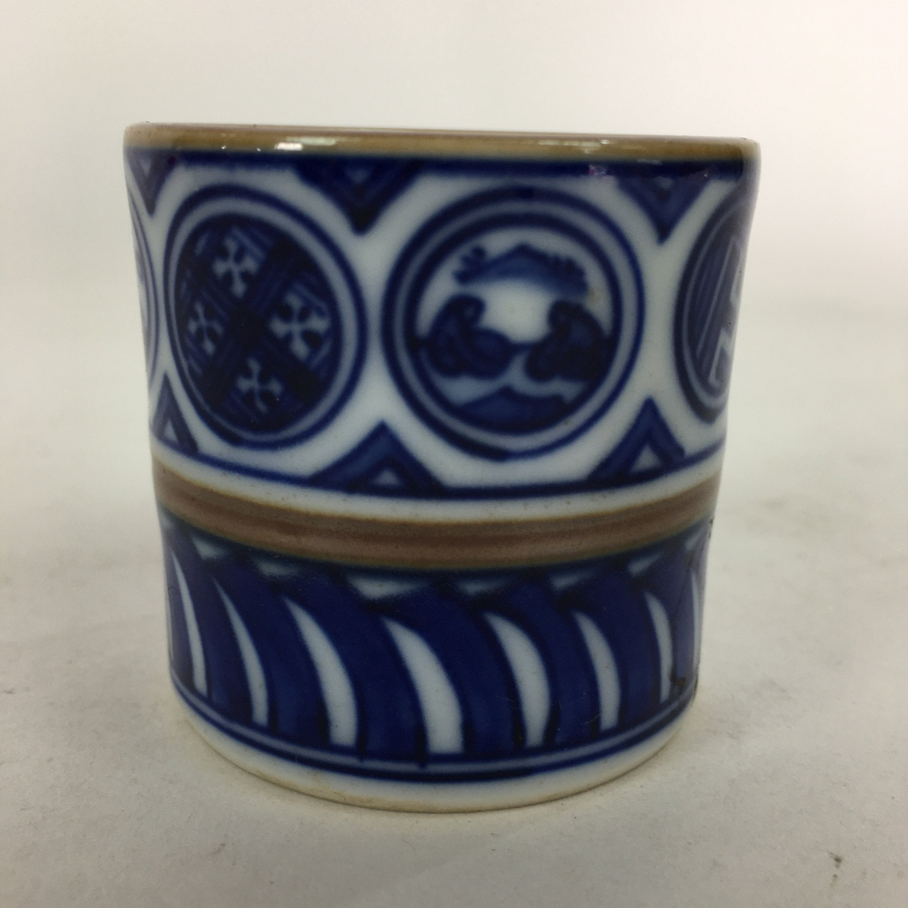 Japanese Porcelain Ladle Rest Lid Stand Tea Ceremony Vtg Futaoki Sometsuke TG143