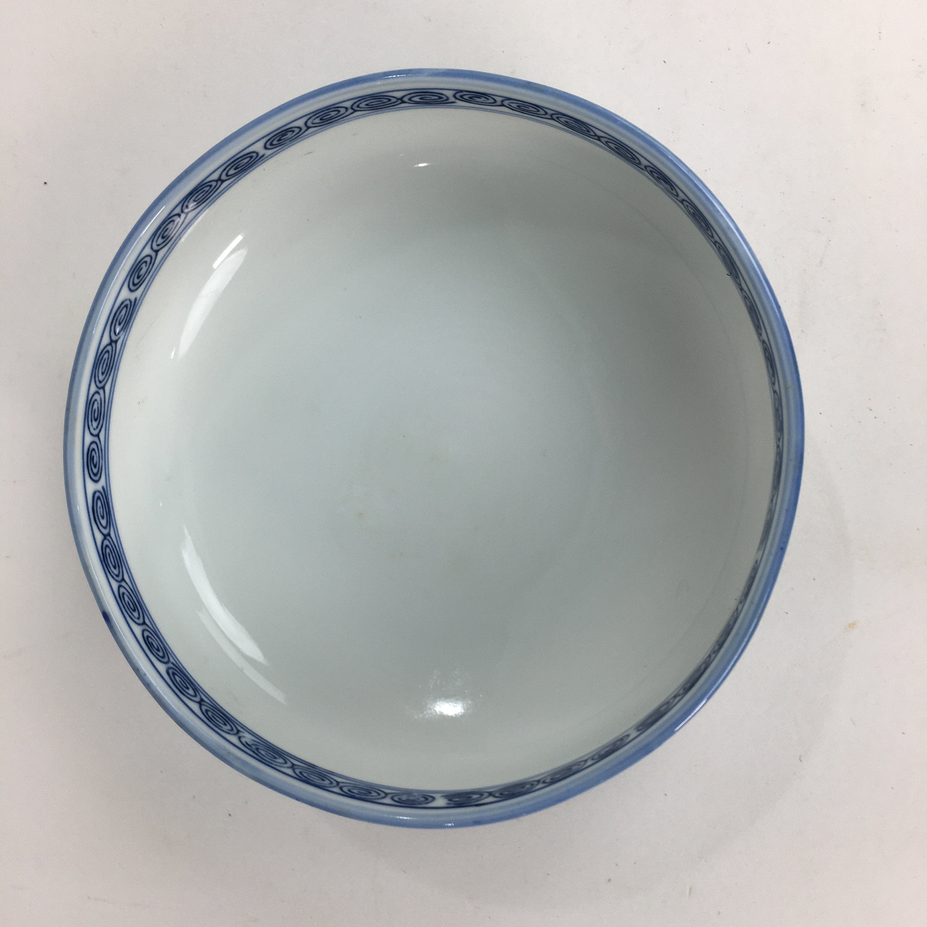 Japanese Porcelain Large Bowl Vtg Blue White Sometsuke Bird Countryside PP550