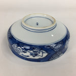 Japanese Porcelain Large Bowl Vtg Blue White Sometsuke Bird Countryside PP550