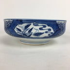 Japanese Porcelain Large Bowl Vtg Blue White Sometsuke Bird Countryside PP551