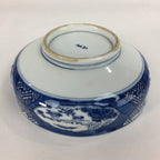Japanese Porcelain Large Bowl Vtg Blue White Sometsuke Bird Countryside PP551