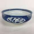 Japanese Porcelain Large Bowl Vtg Blue White Sometsuke Bird Countryside PP551