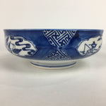 Japanese Porcelain Large Bowl Vtg Blue White Sometsuke Bird Countryside PP552