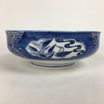 Japanese Porcelain Large Bowl Vtg Blue White Sometsuke Bird Countryside PP552