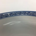 Japanese Porcelain Large Bowl Vtg Blue White Sometsuke Bird Countryside PP552