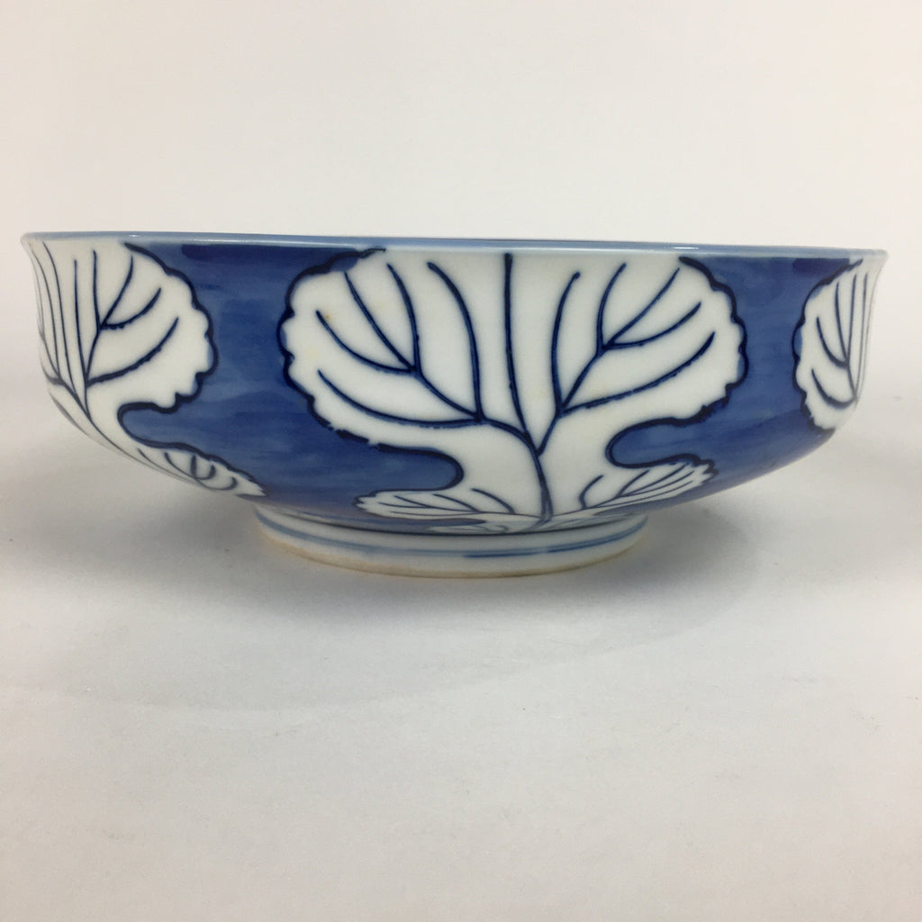 Japanese Porcelain Large Bowl Vtg Blue White Sometsuke Chrysanthemum PP553