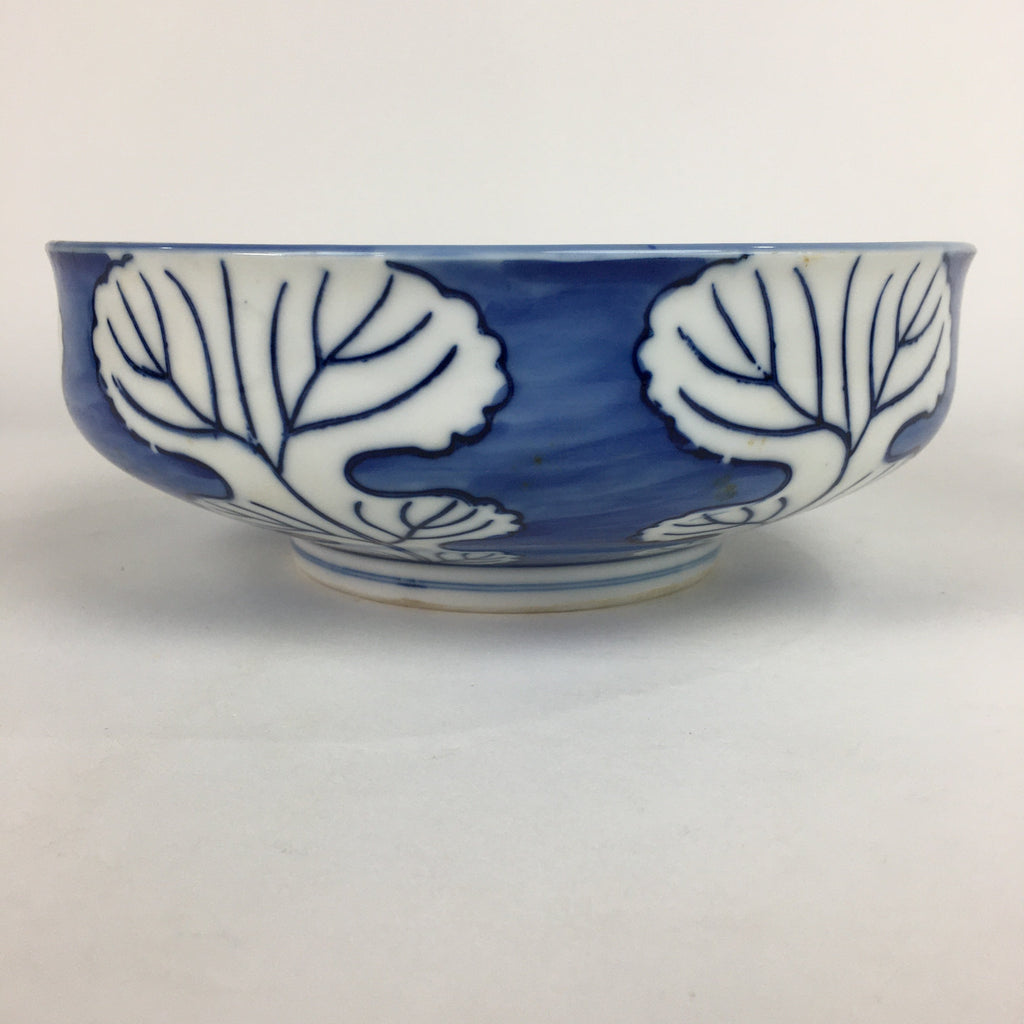 Japanese Porcelain Large Bowl Vtg Blue White Sometsuke Chrysanthemum PP553