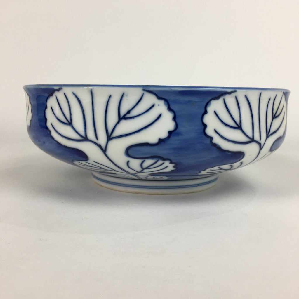 Japanese Porcelain Large Bowl Vtg Blue White Sometsuke Chrysanthemum PP555