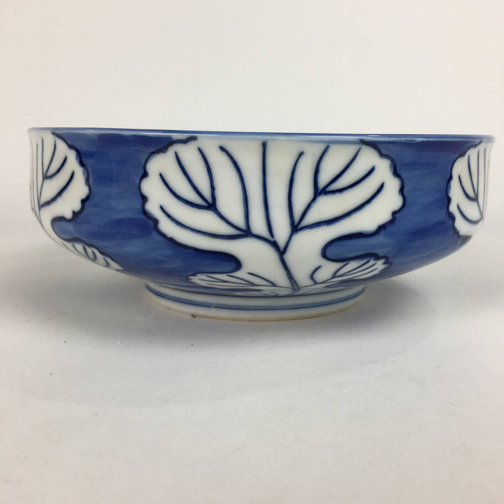 Japanese Porcelain Large Bowl Vtg Blue White Sometsuke Chrysanthemum PP555