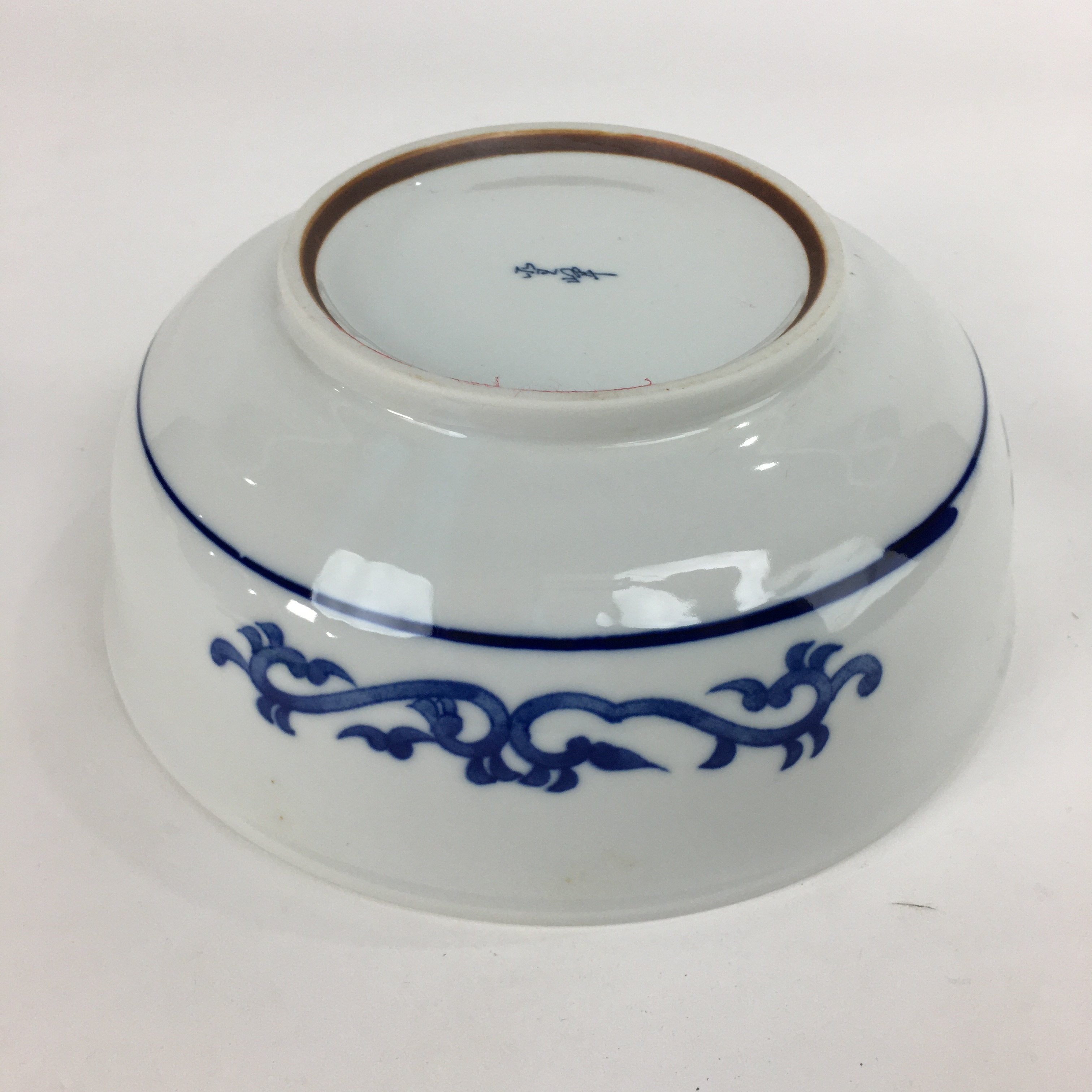 Japanese Porcelain Large Bowl Vtg Pottery White Blue Sometsuke Oobachi PP517