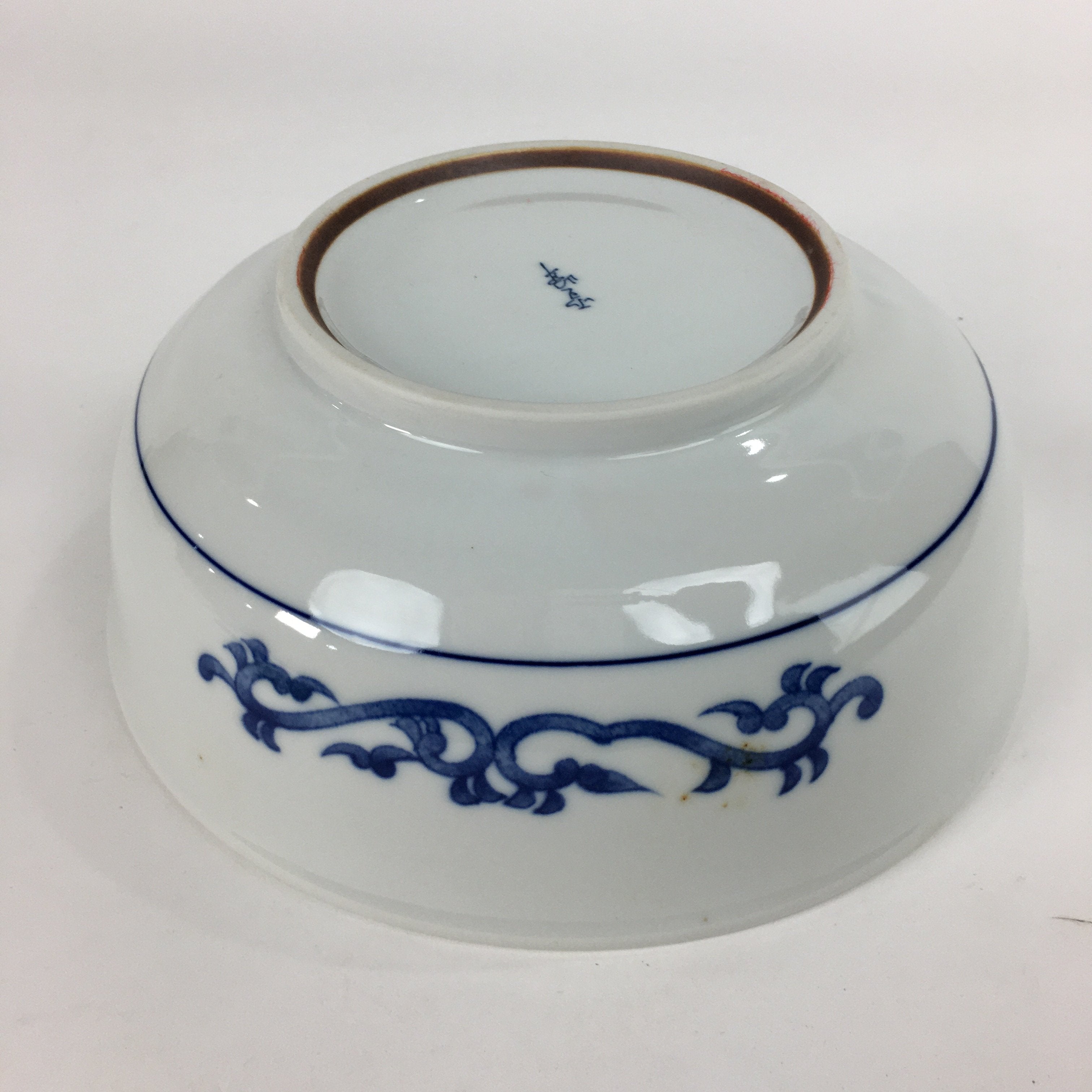 Japanese Porcelain Large Bowl Vtg Pottery White Blue Sometsuke Oobachi PP517