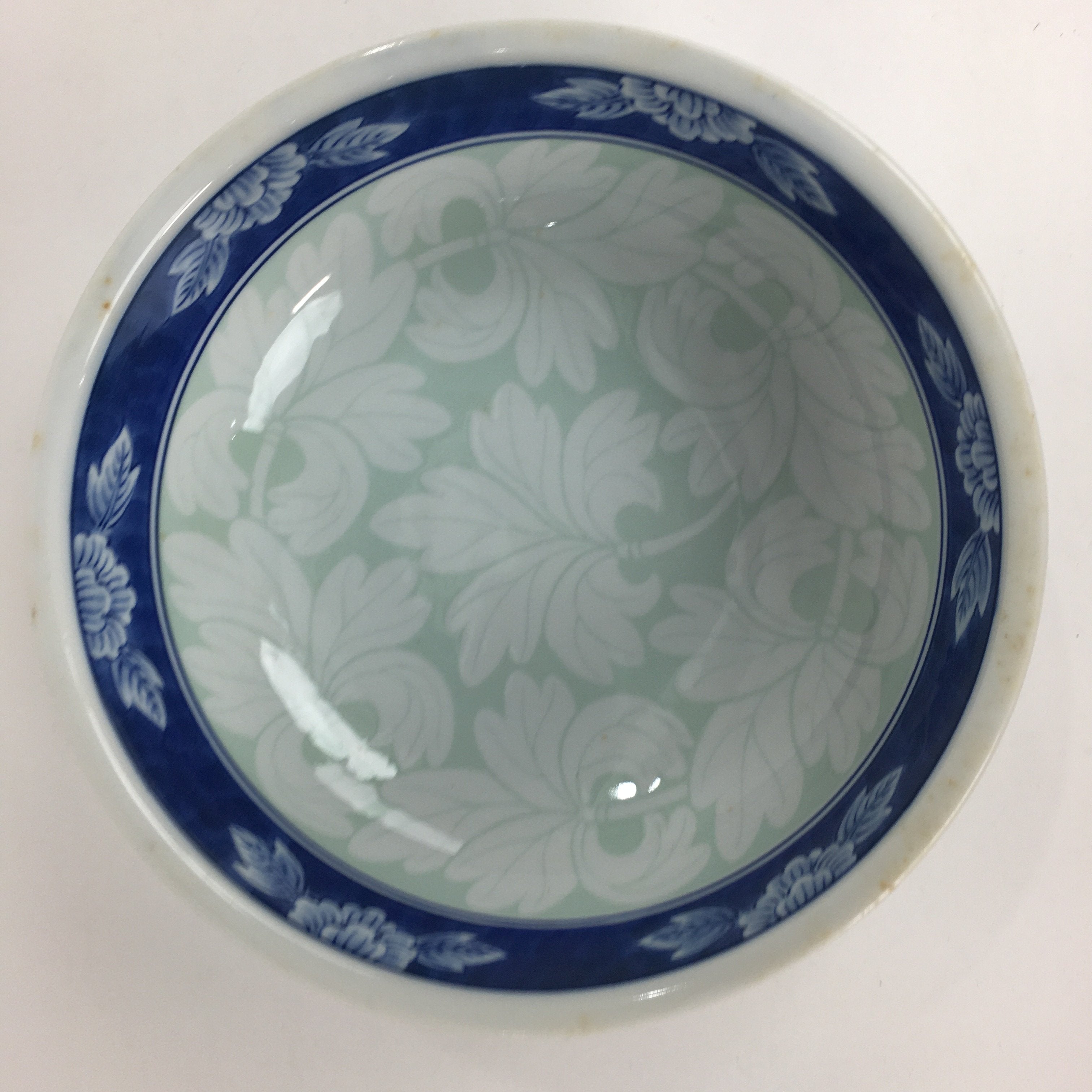 Japanese Porcelain Large Bowl Vtg Pottery White Blue Sometsuke Oobachi PP517