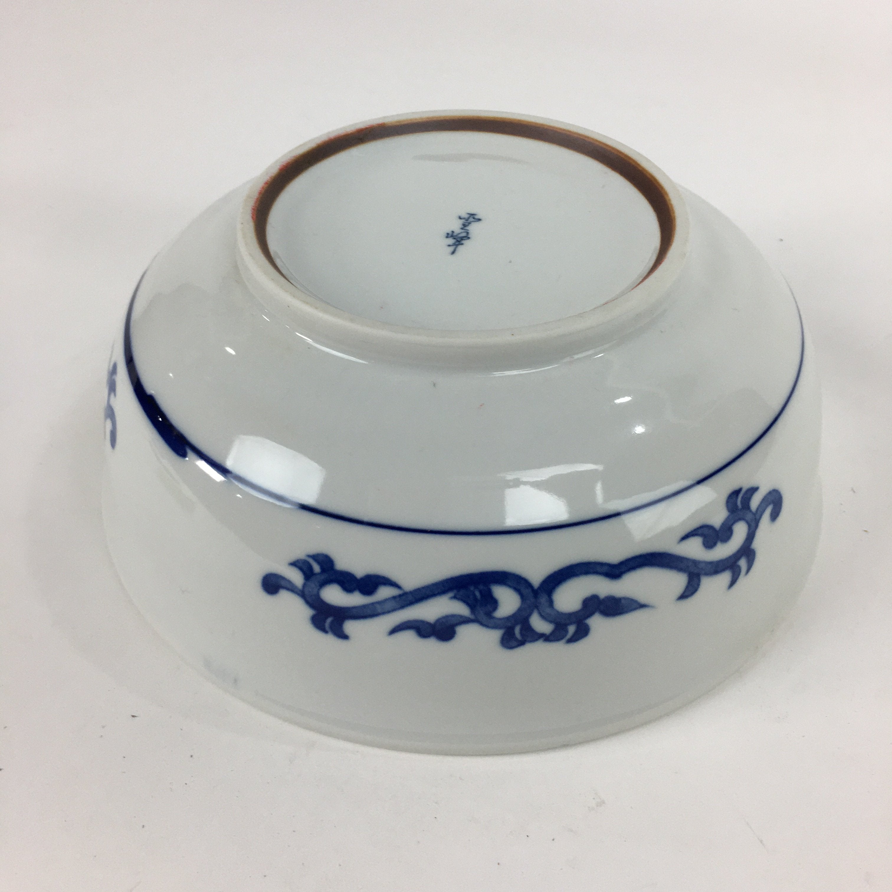 Japanese Porcelain Large Bowl Vtg Pottery White Blue Sometsuke Oobachi PP517