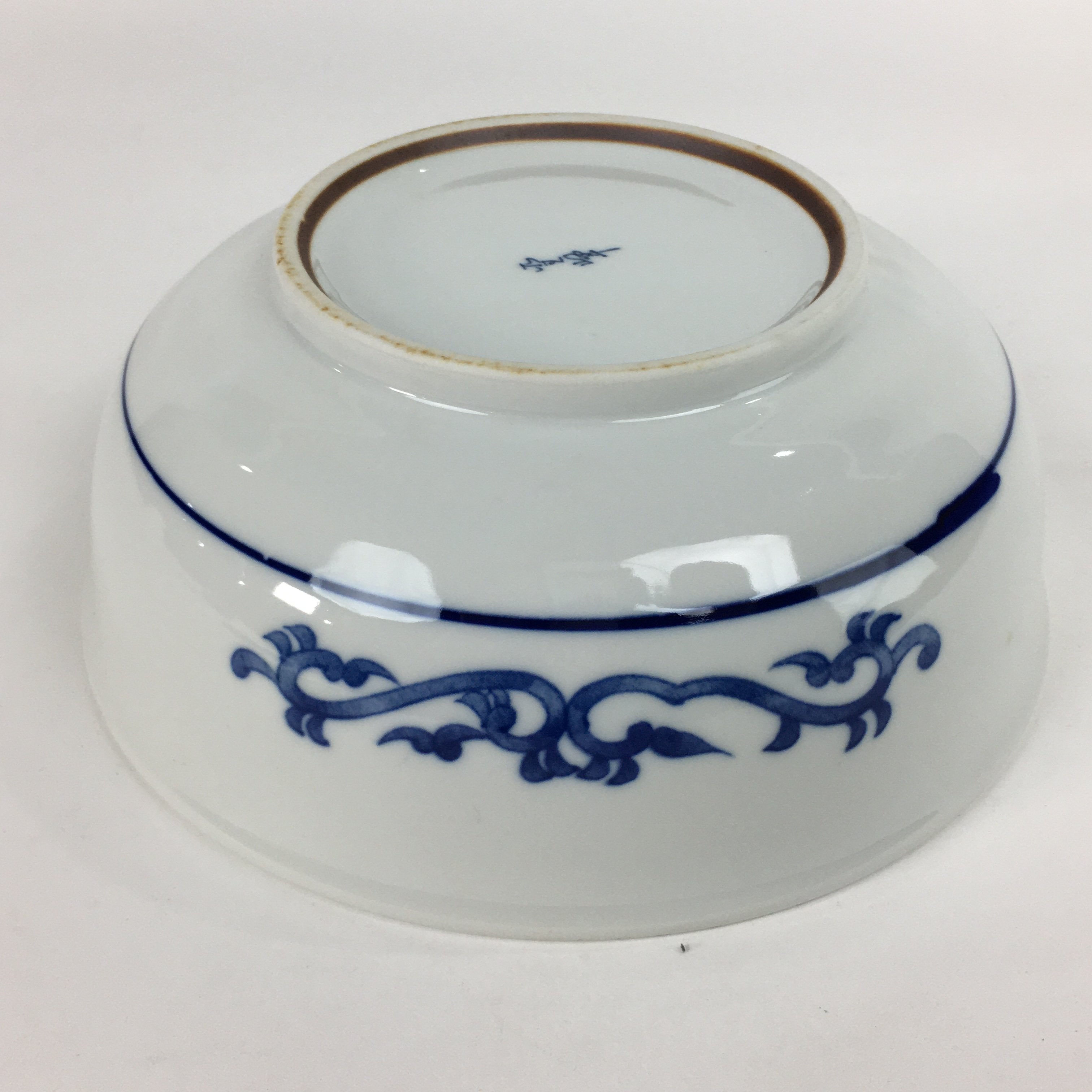 Japanese Porcelain Large Bowl Vtg Pottery White Blue Sometsuke Oobachi PP518