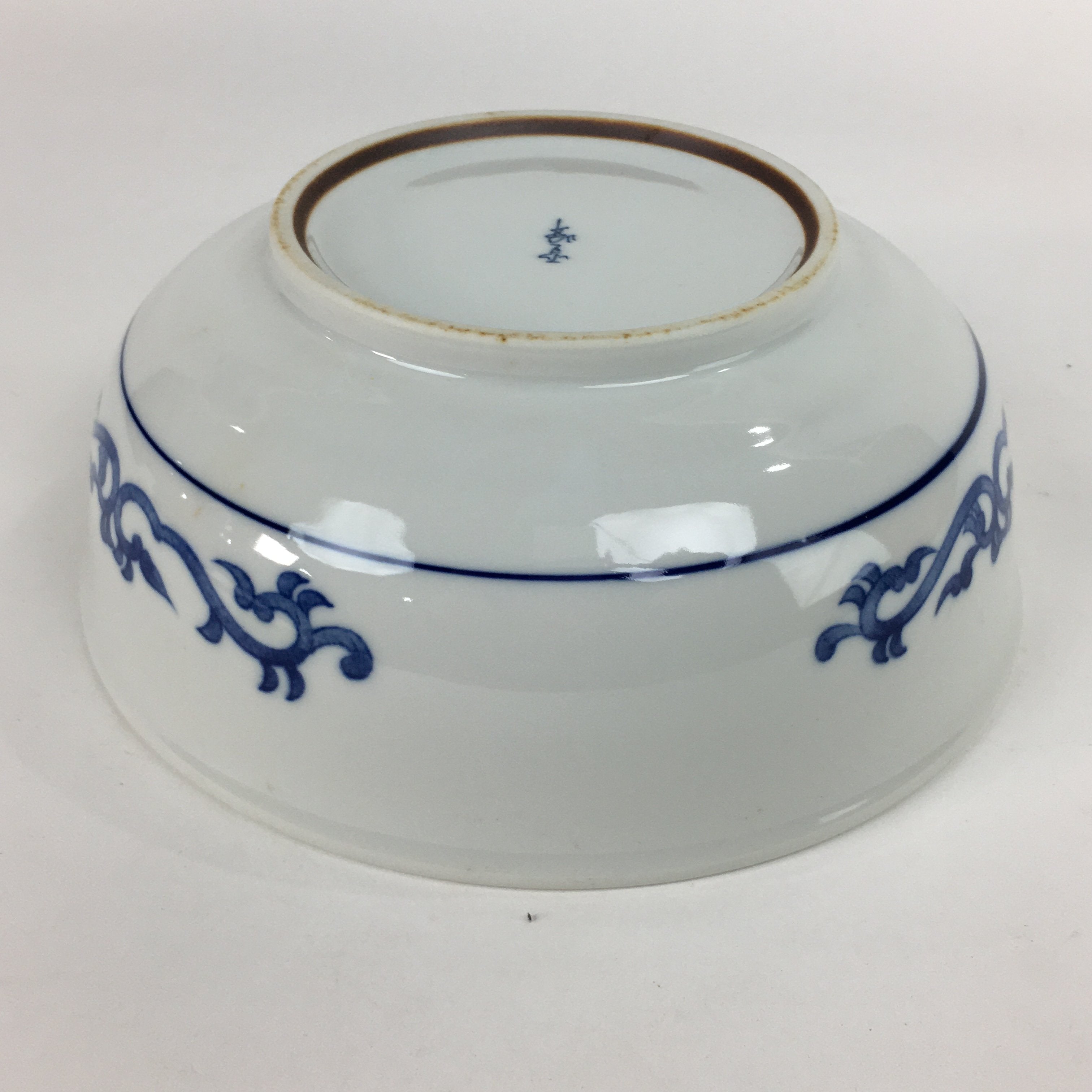 Japanese Porcelain Large Bowl Vtg Pottery White Blue Sometsuke Oobachi PP518