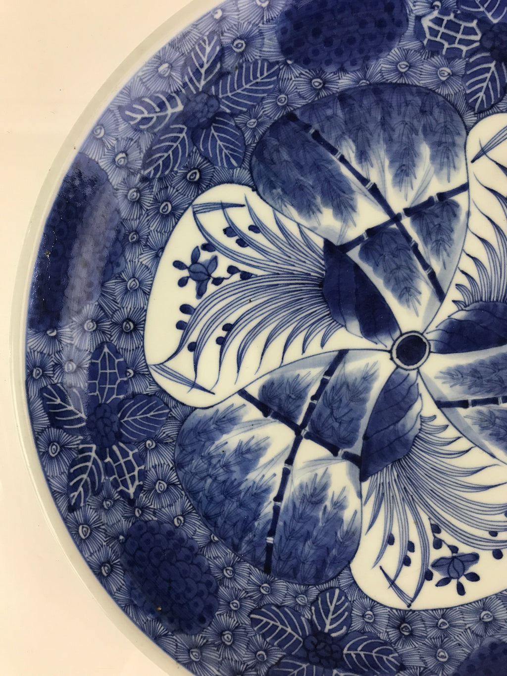 Japanese Porcelain Large Plate Vtg Blue Sometsuke Plate Ozara PY137