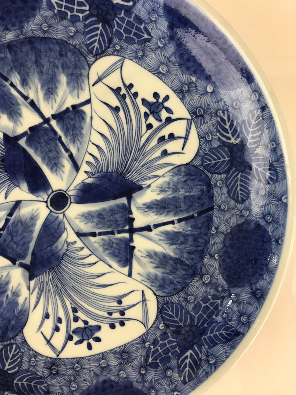 Japanese Porcelain Large Plate Vtg Blue Sometsuke Plate Ozara PY137
