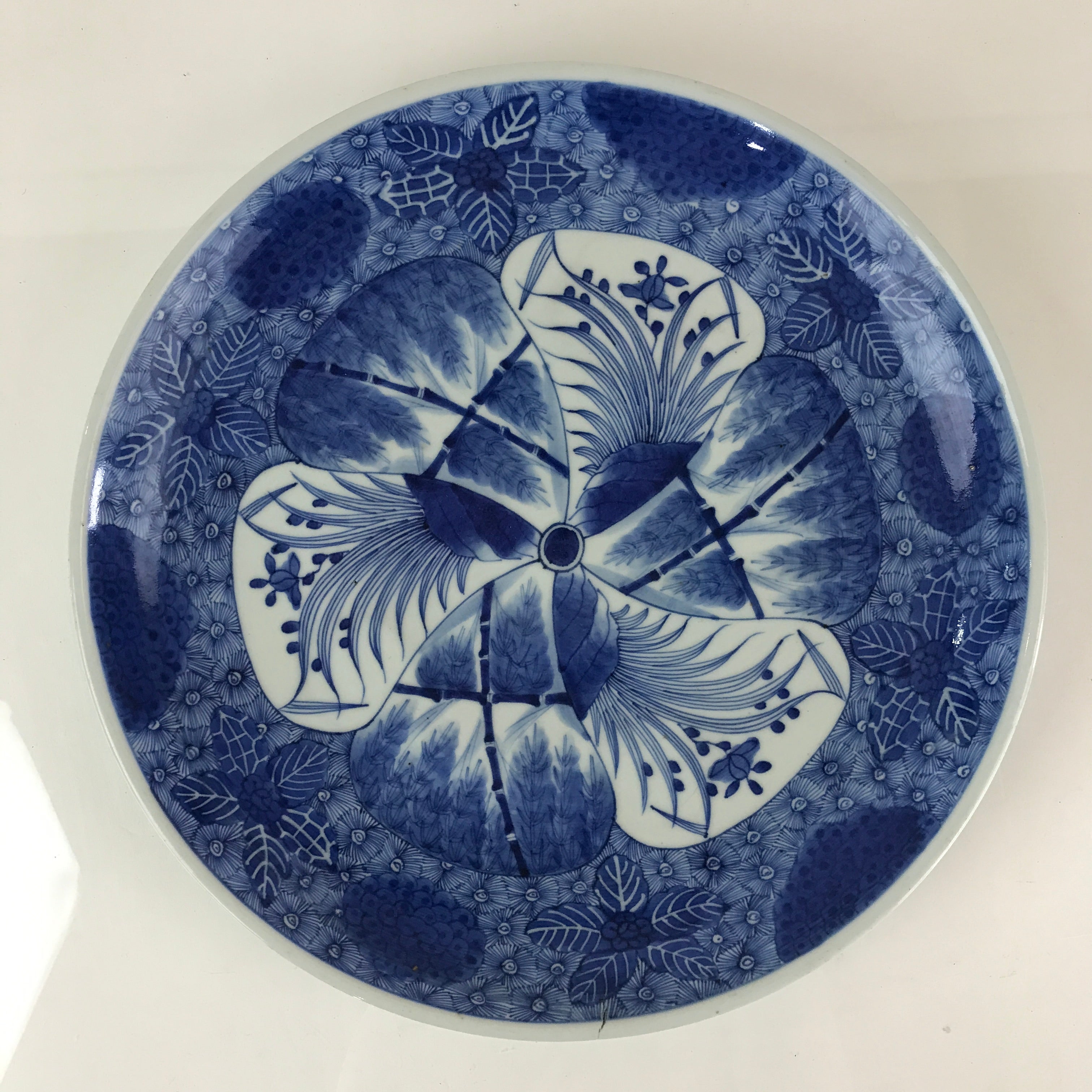 Japanese Porcelain Large Plate Vtg Blue Sometsuke Plate Ozara PY137