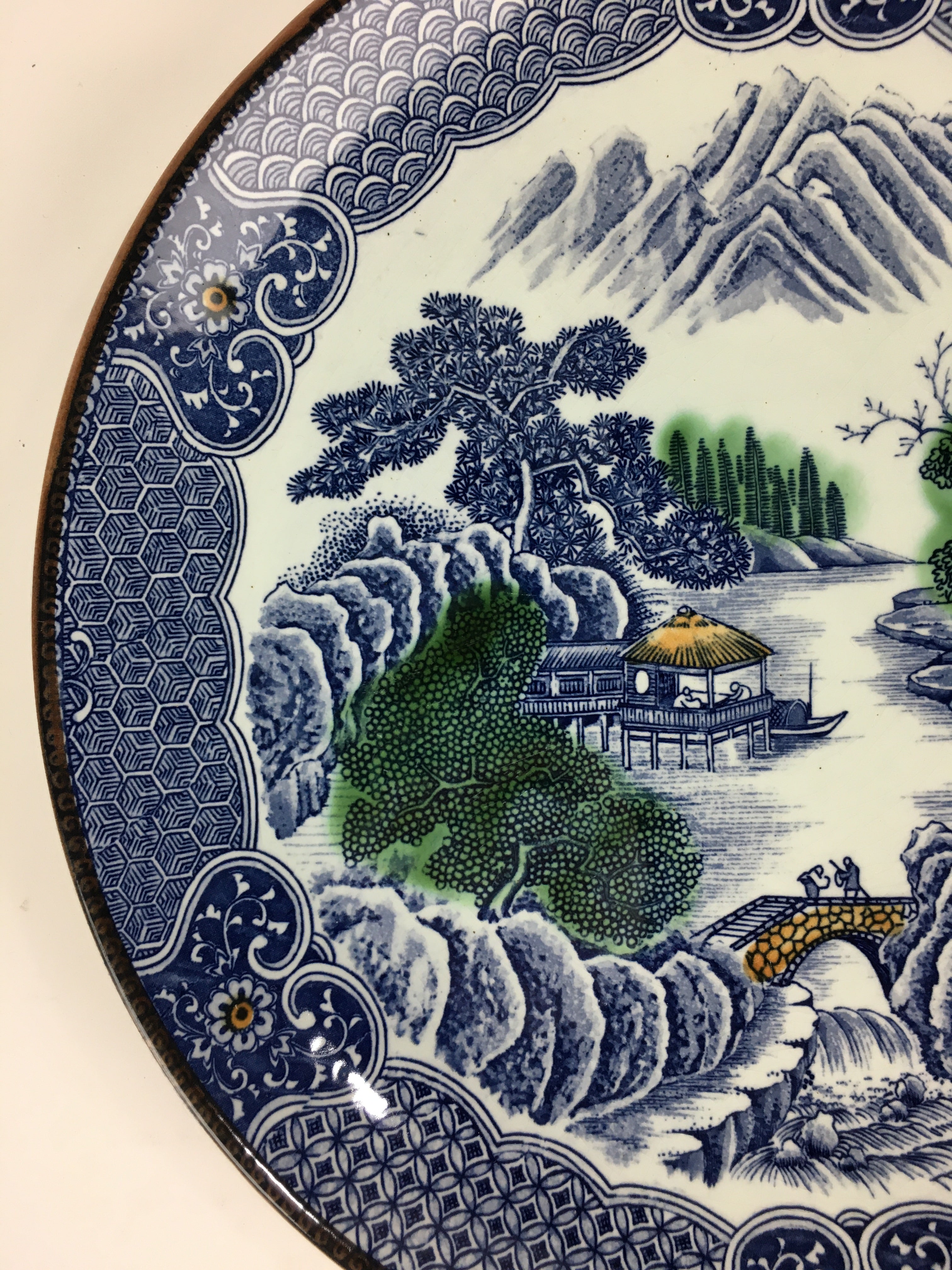 Japanese Porcelain Large Plate Vtg Pottery Centerpiece Serving Plate Ozara PP946