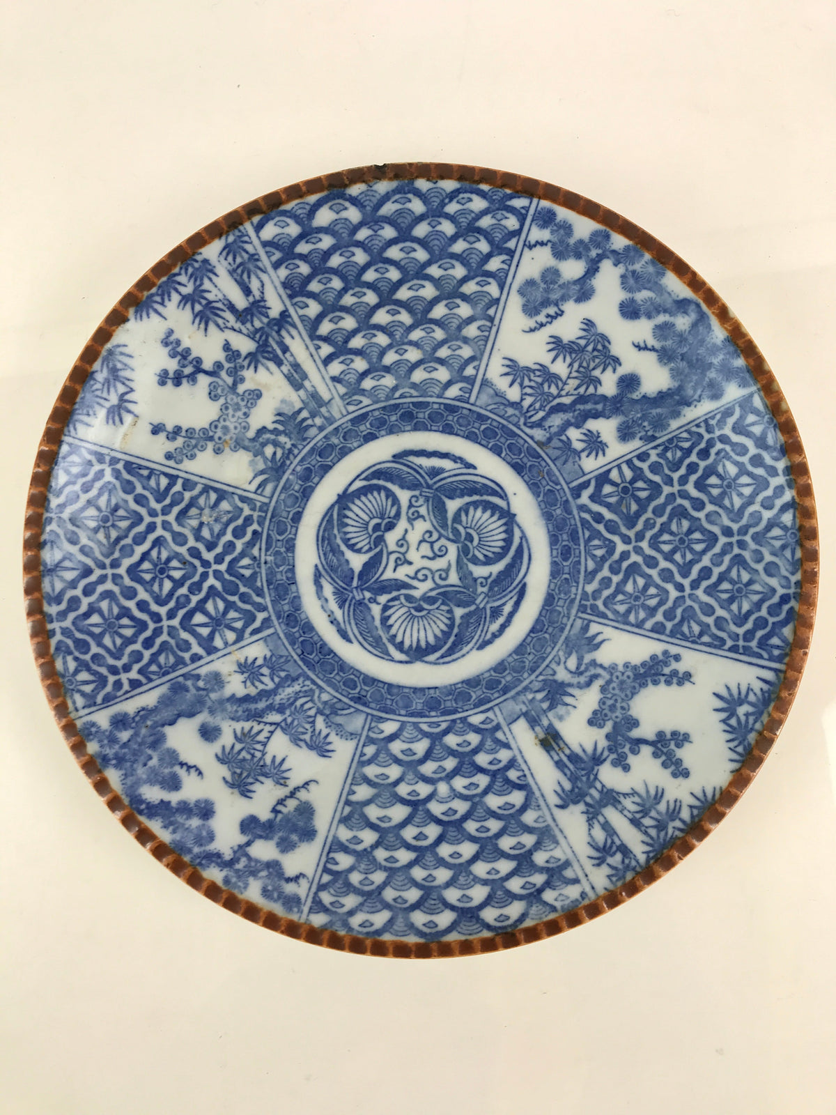 Japanese Porcelain Large Plate Vtg Sometsuke Blue Serving Plate Ozara PY228