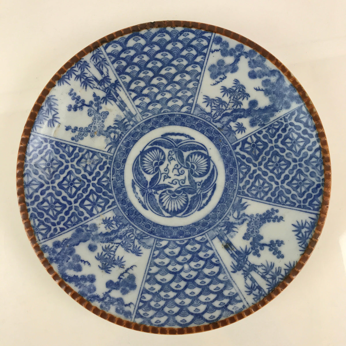 Japanese Porcelain Large Plate Vtg Sometsuke Blue Serving Plate Ozara PY228