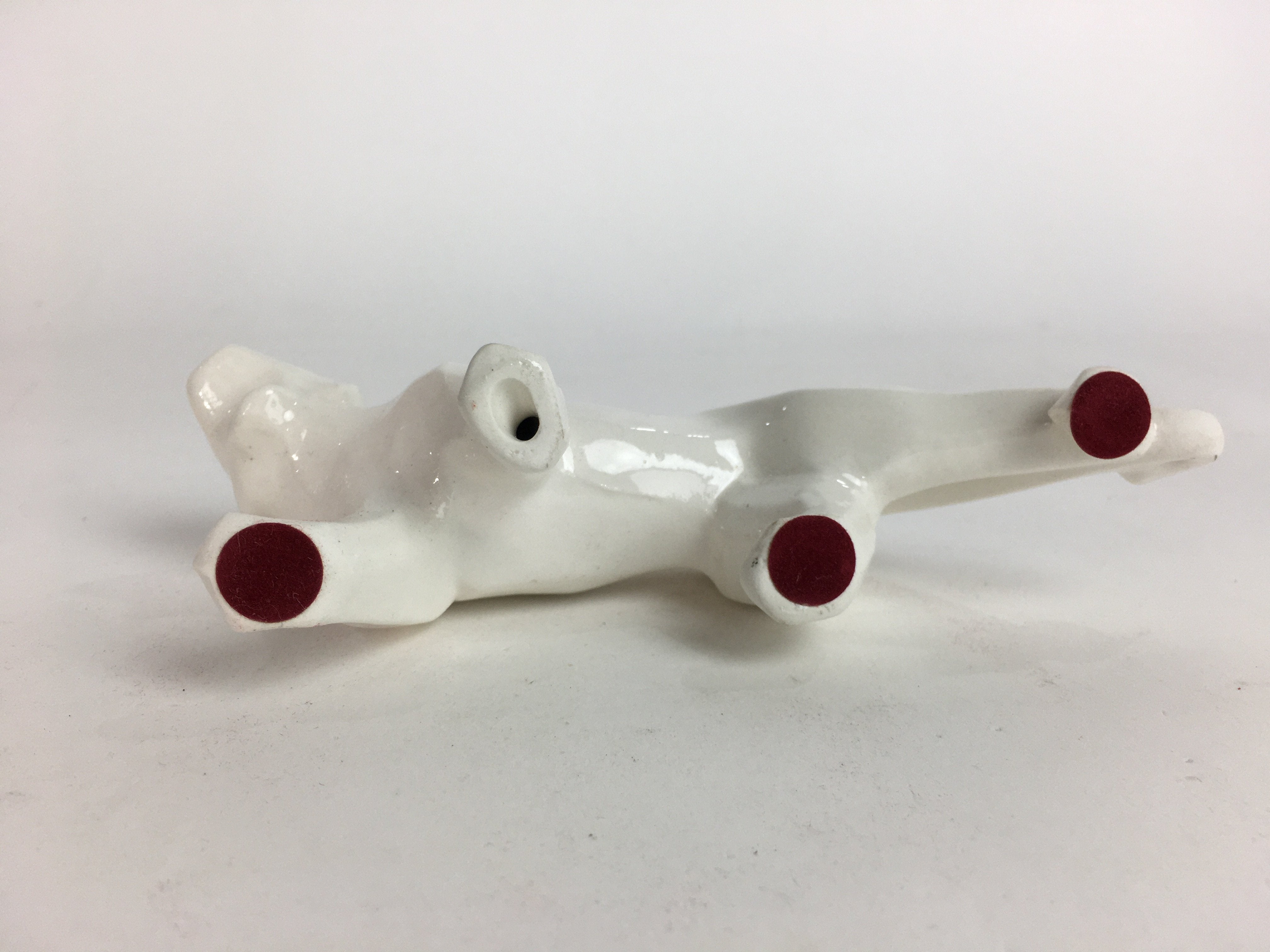 Japanese Pocelain Leopard Figurine Vtg Kokeshi Doll Pottery White Okimono KF567