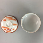 Japanese Porcelain Lidded Bowl Vtg Kobachi Red Crane Plum Blossom Floral PT245
